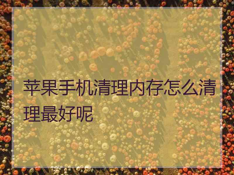 苹果手机清理内存怎么清理最好呢