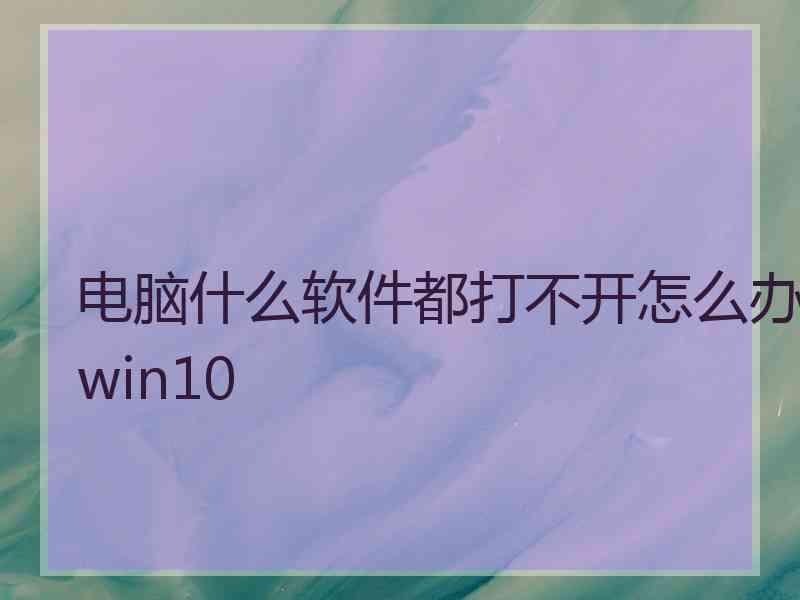 电脑什么软件都打不开怎么办win10