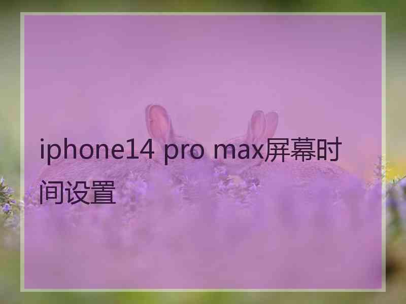 iphone14 pro max屏幕时间设置