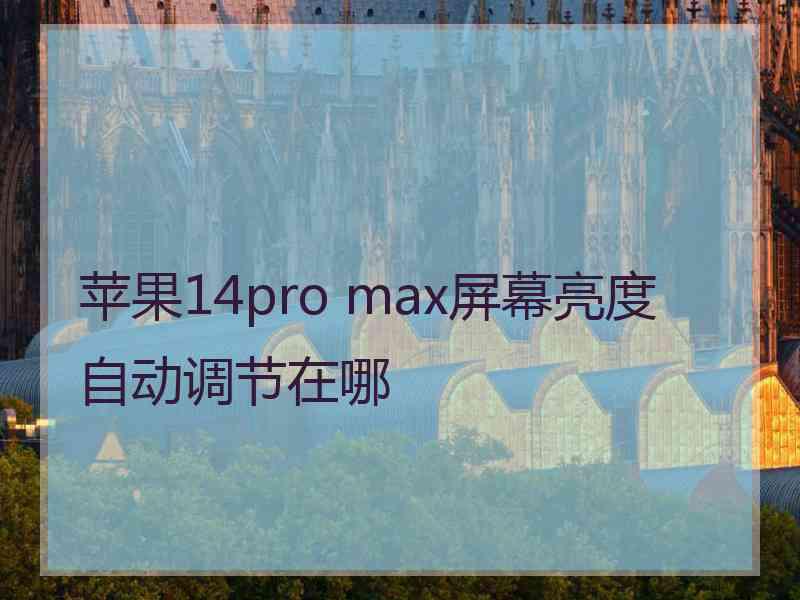 苹果14pro max屏幕亮度自动调节在哪