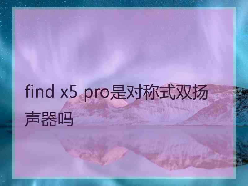 find x5 pro是对称式双扬声器吗