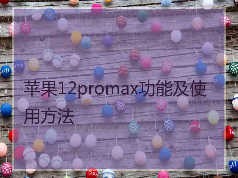 苹果12promax功能及使用方法