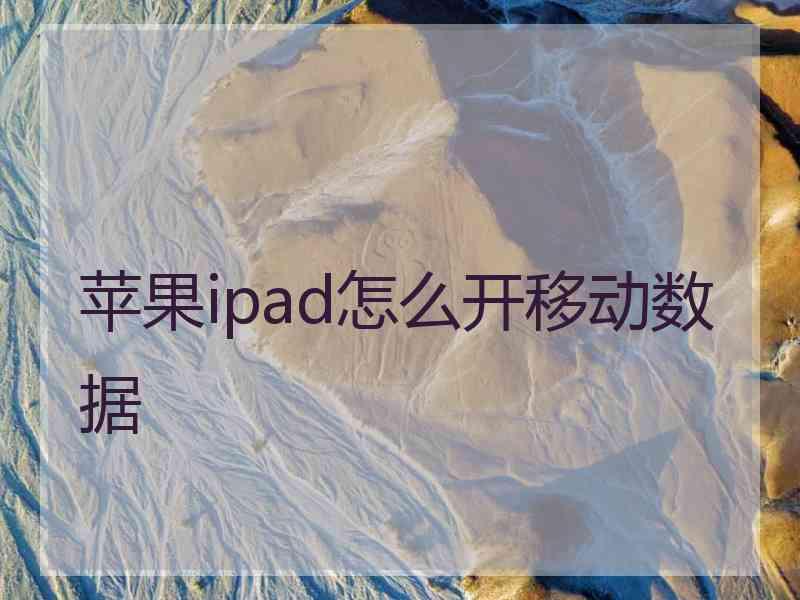 苹果ipad怎么开移动数据