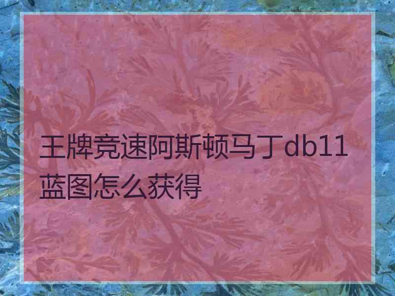 王牌竞速阿斯顿马丁db11蓝图怎么获得