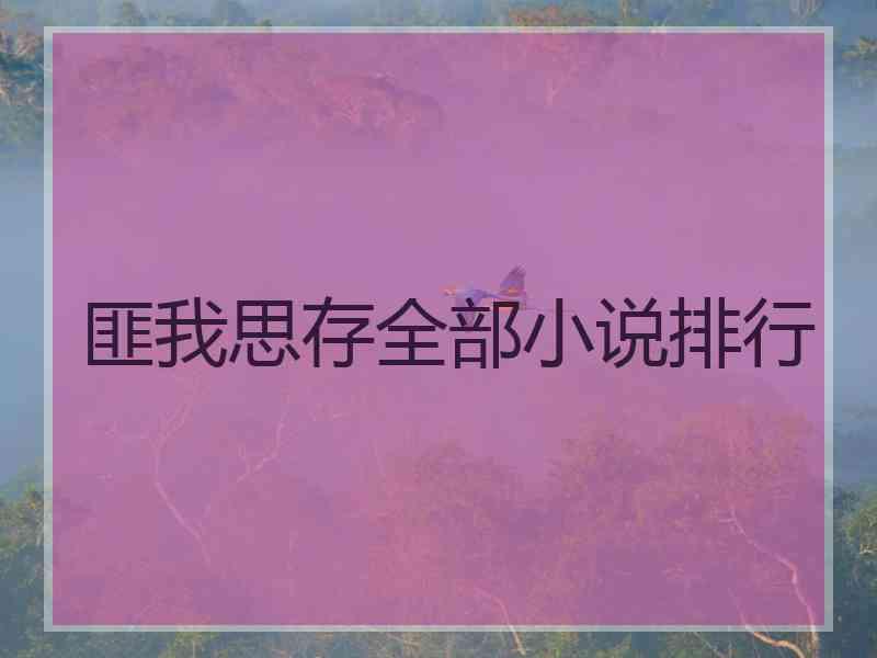 匪我思存全部小说排行