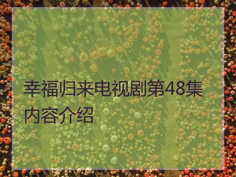 幸福归来电视剧第48集内容介绍