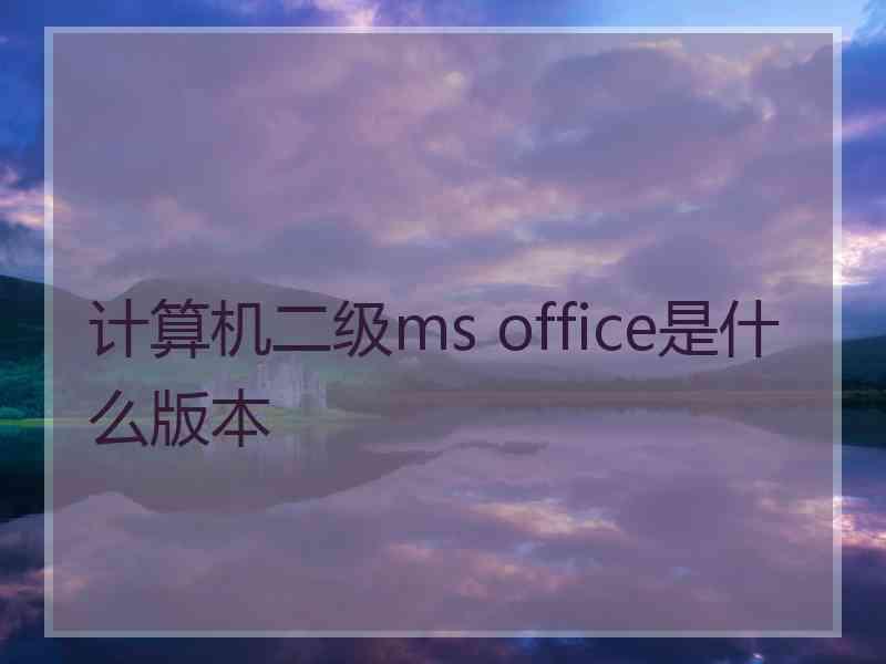 计算机二级ms office是什么版本