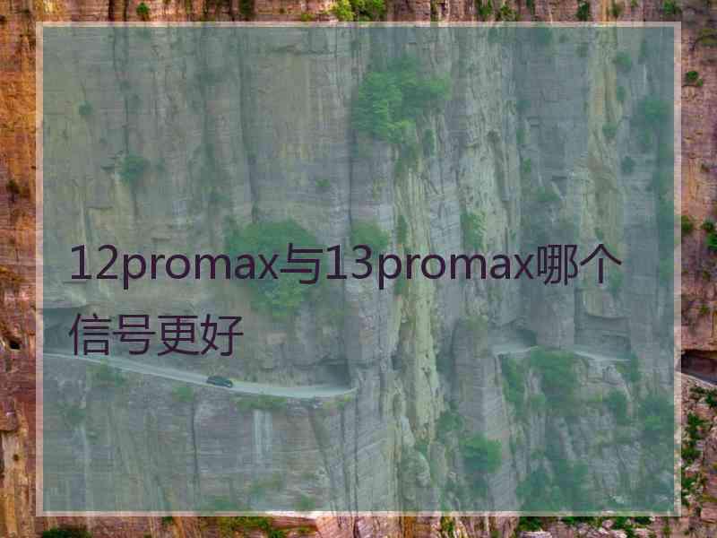 12promax与13promax哪个信号更好