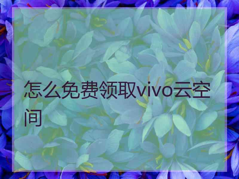 怎么免费领取vivo云空间