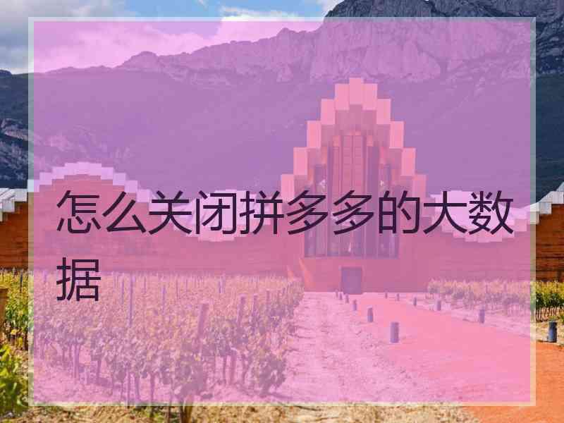 怎么关闭拼多多的大数据