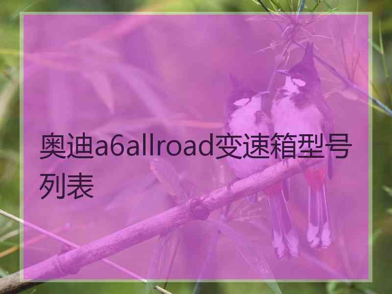 奥迪a6allroad变速箱型号列表