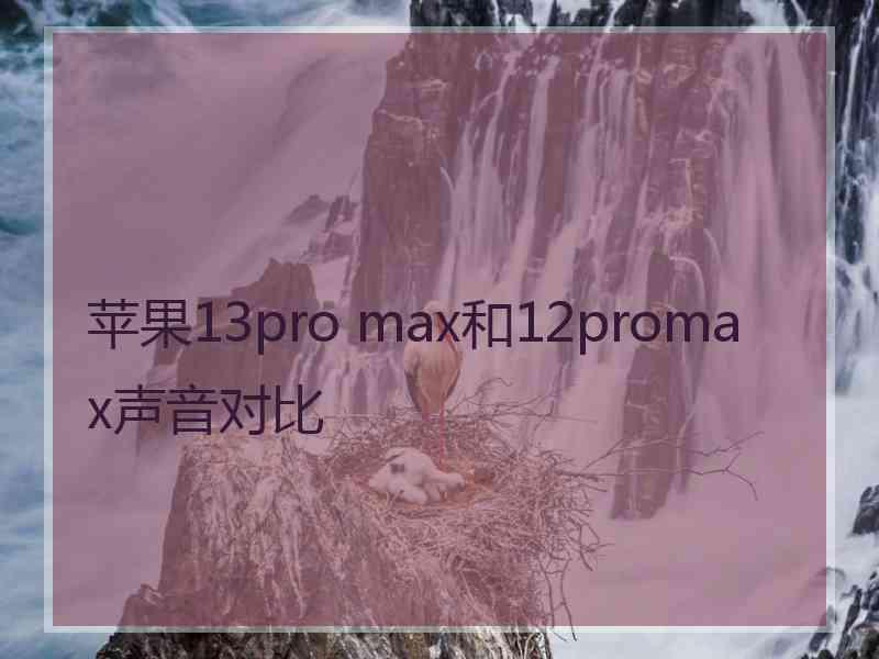 苹果13pro max和12promax声音对比