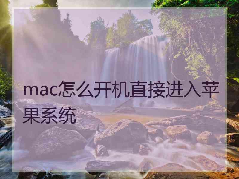 mac怎么开机直接进入苹果系统