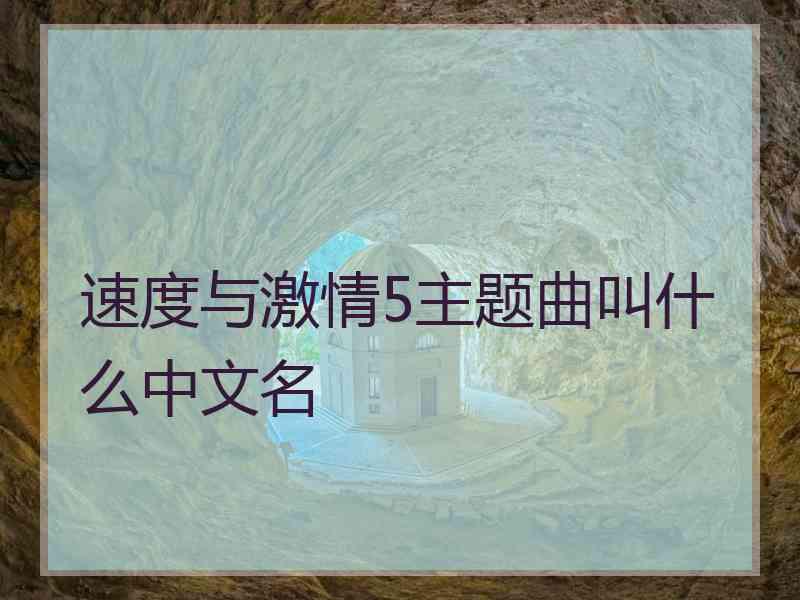 速度与激情5主题曲叫什么中文名