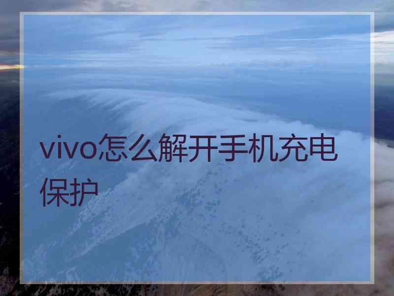 vivo怎么解开手机充电保护