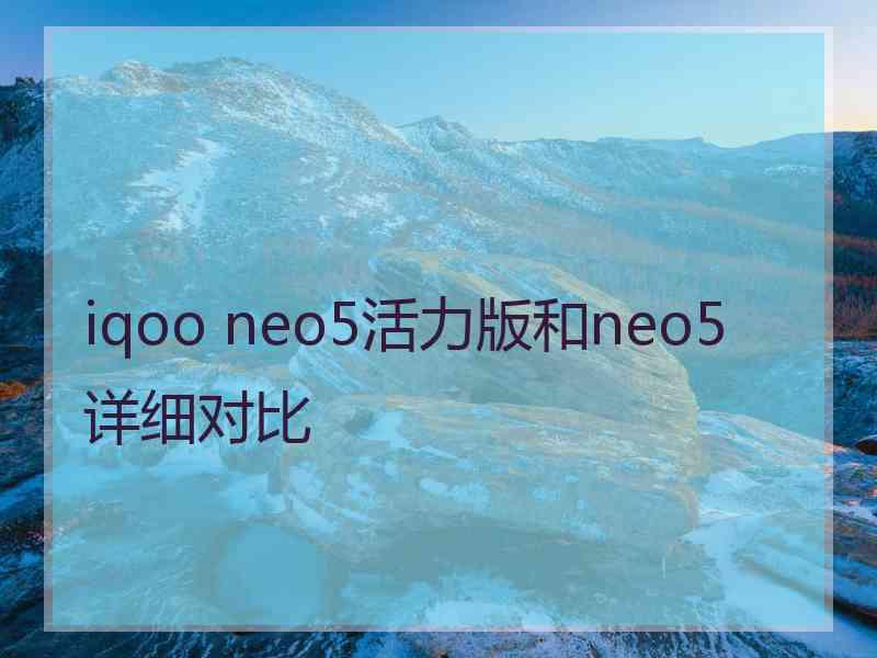 iqoo neo5活力版和neo5详细对比