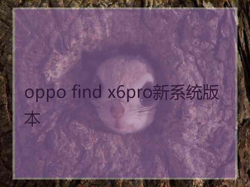 oppo find x6pro新系统版本