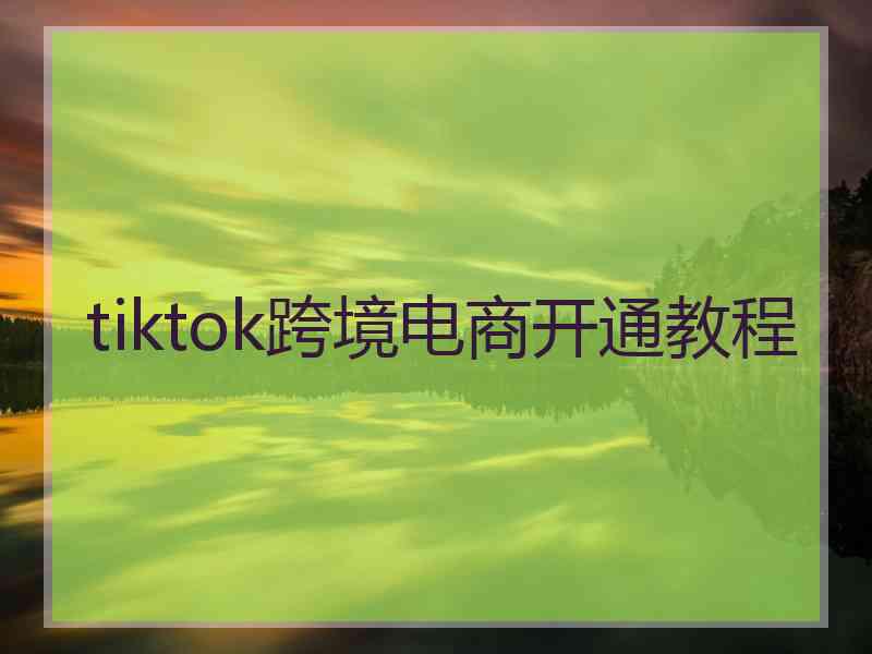 tiktok跨境电商开通教程