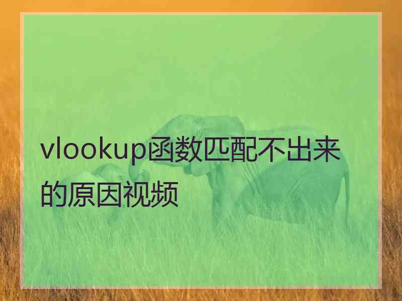 vlookup函数匹配不出来的原因视频