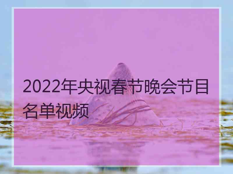 2022年央视春节晚会节目名单视频