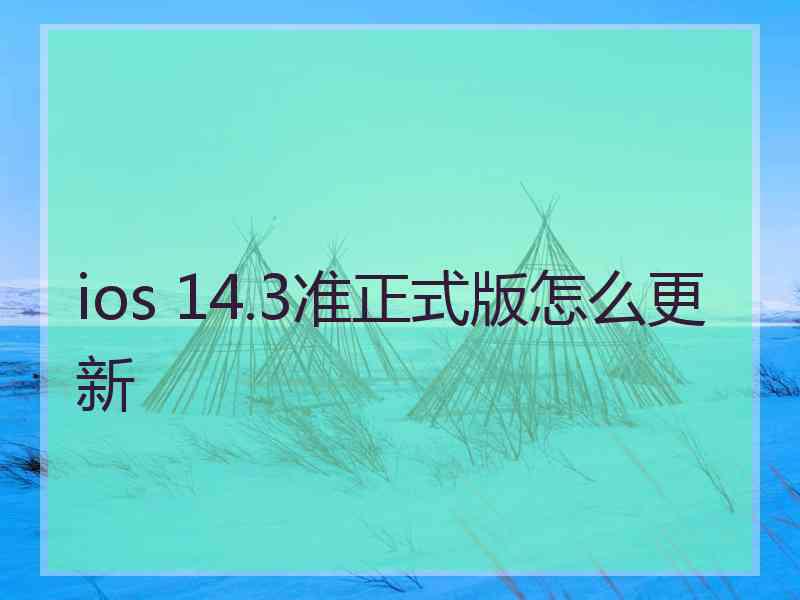 ios 14.3准正式版怎么更新