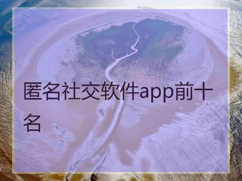 匿名社交软件app前十名