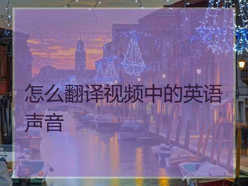 怎么翻译视频中的英语声音