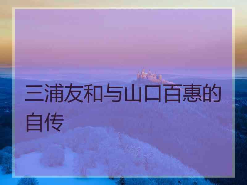 三浦友和与山口百惠的自传