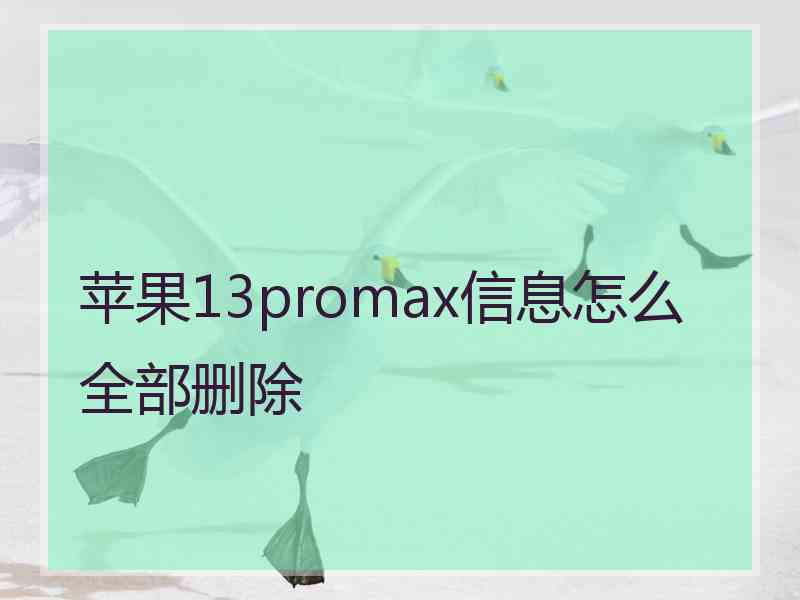 苹果13promax信息怎么全部删除