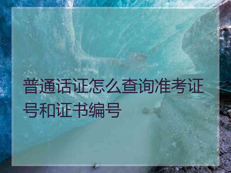 普通话证怎么查询准考证号和证书编号