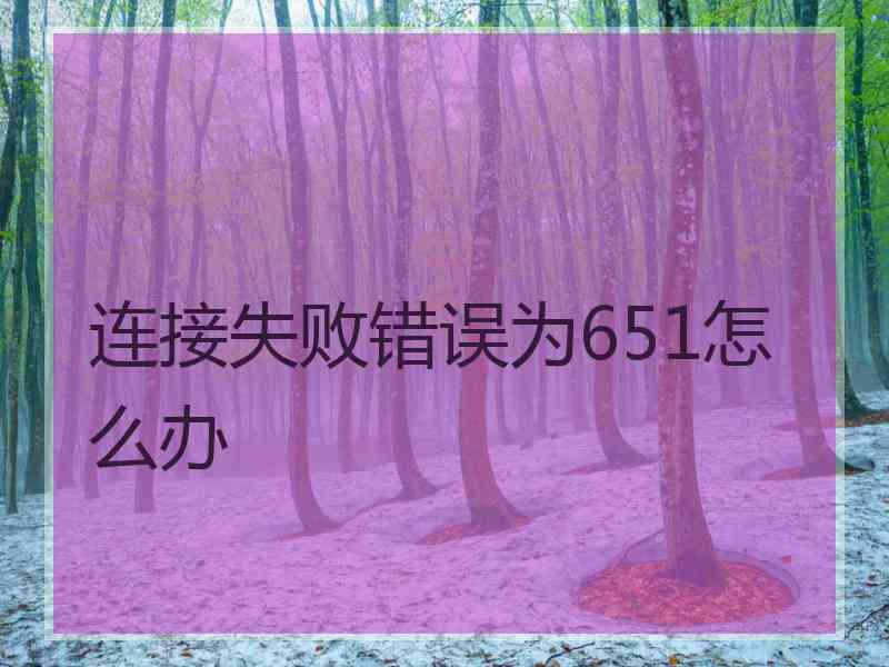 连接失败错误为651怎么办