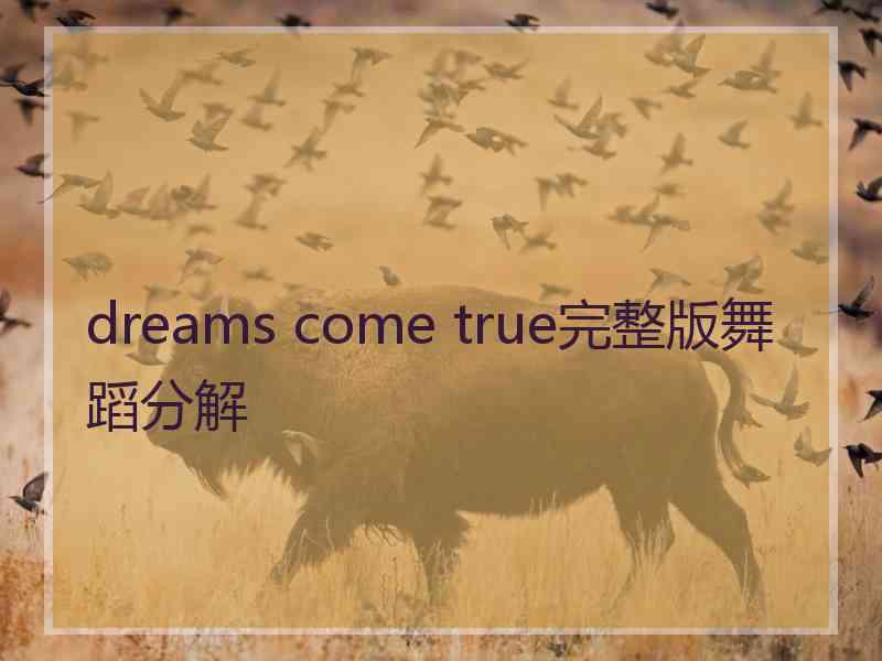 dreams come true完整版舞蹈分解