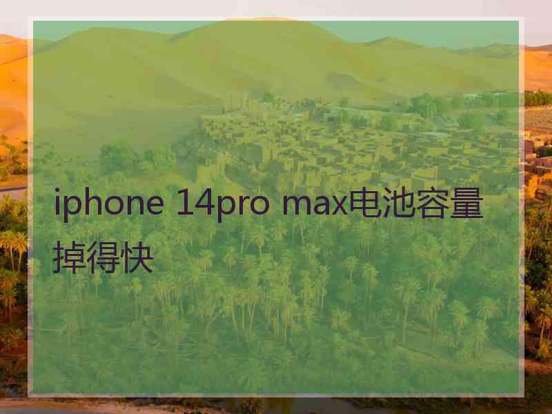 iphone 14pro max电池容量掉得快