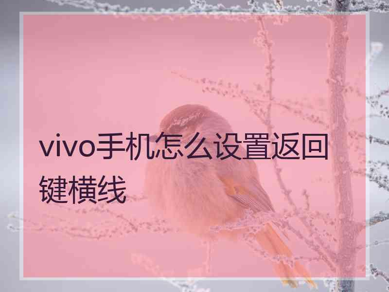 vivo手机怎么设置返回键横线