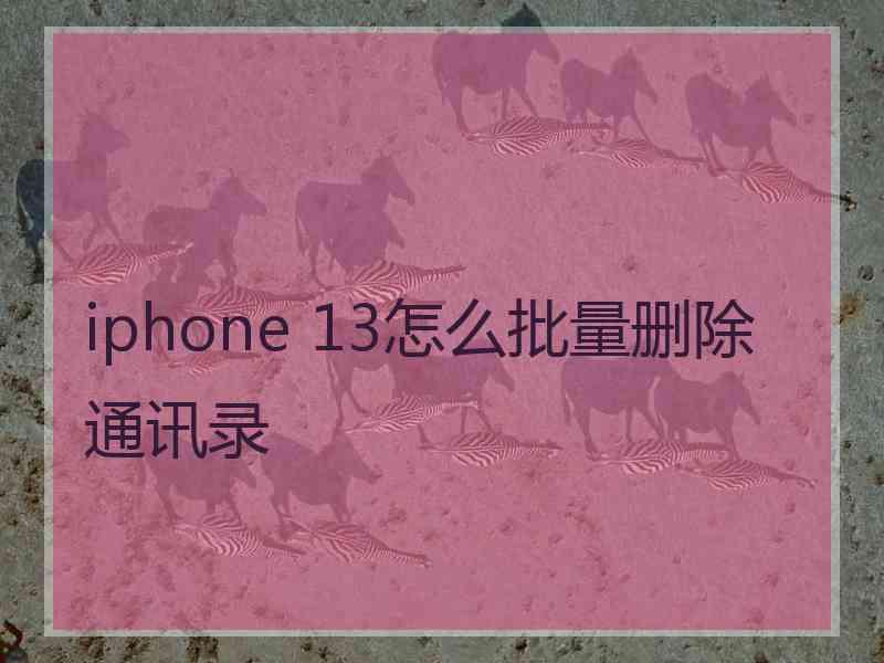 iphone 13怎么批量删除通讯录