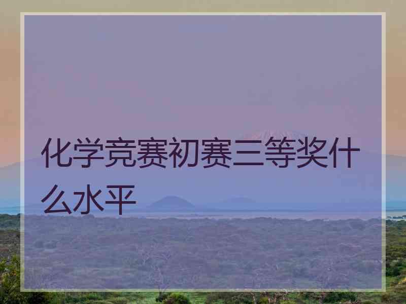 化学竞赛初赛三等奖什么水平