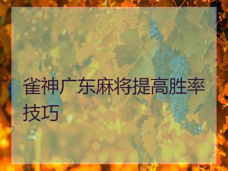 雀神广东麻将提高胜率技巧