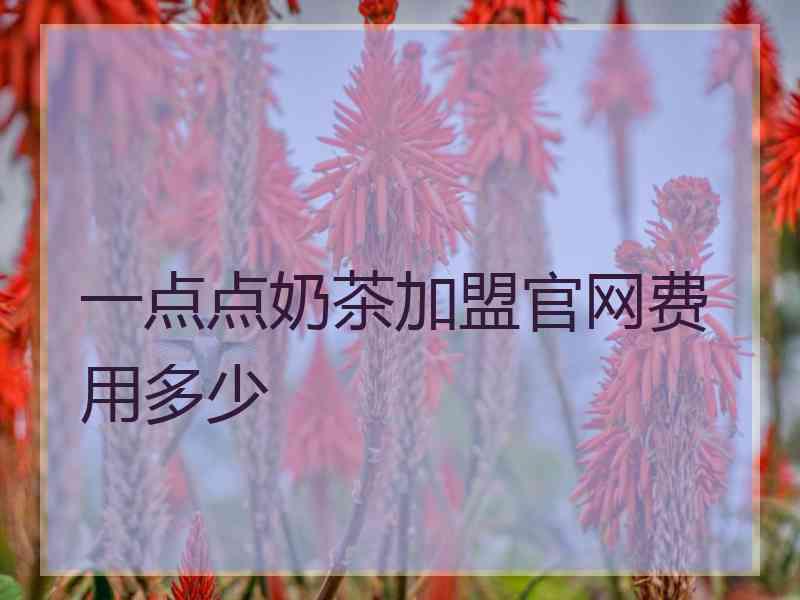 一点点奶茶加盟官网费用多少