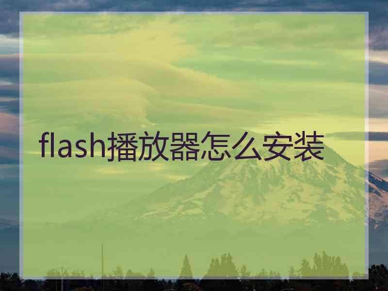 flash播放器怎么安装