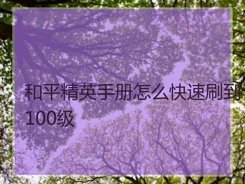 和平精英手册怎么快速刷到100级