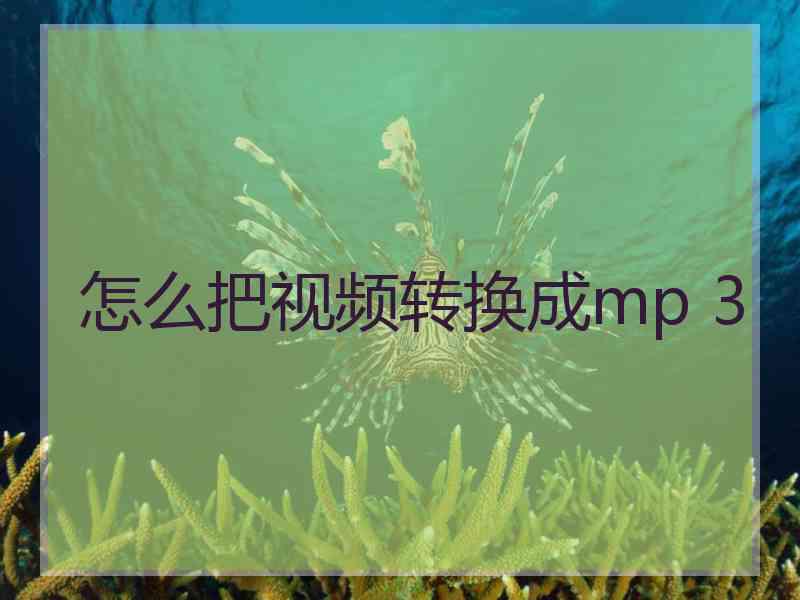 怎么把视频转换成mp 3