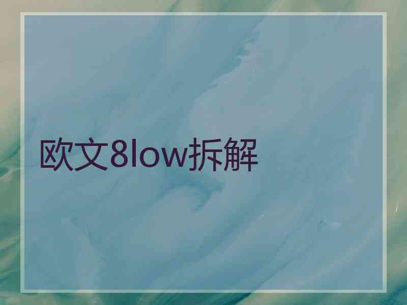 欧文8low拆解