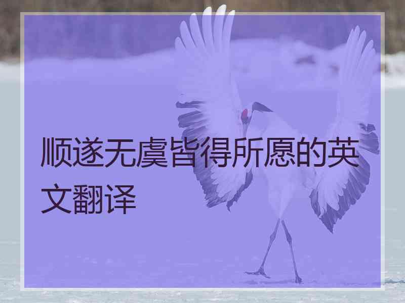 顺遂无虞皆得所愿的英文翻译