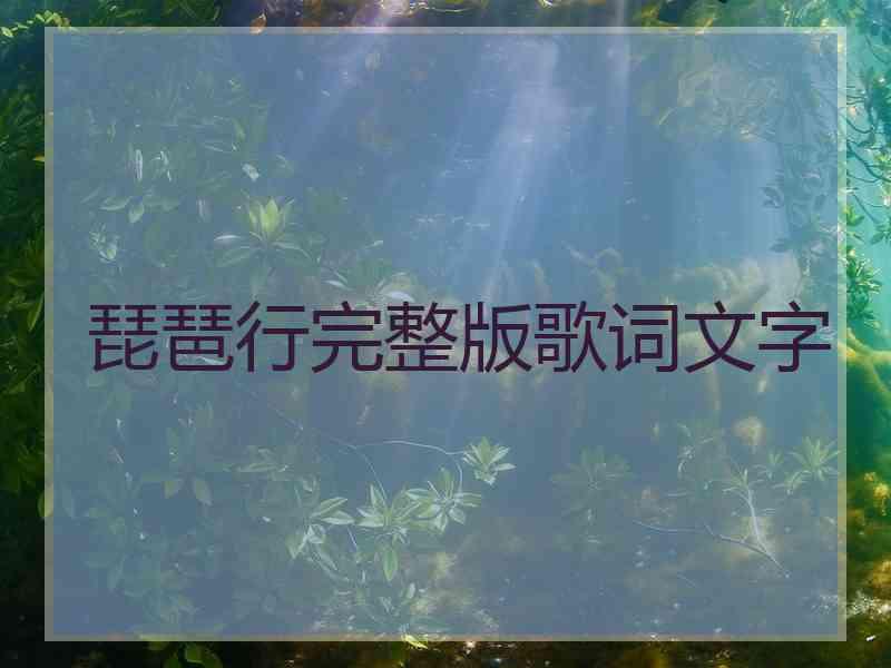 琵琶行完整版歌词文字