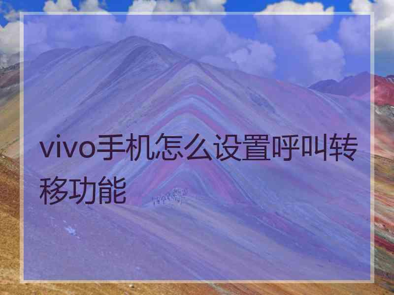 vivo手机怎么设置呼叫转移功能