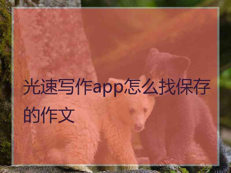 光速写作app怎么找保存的作文