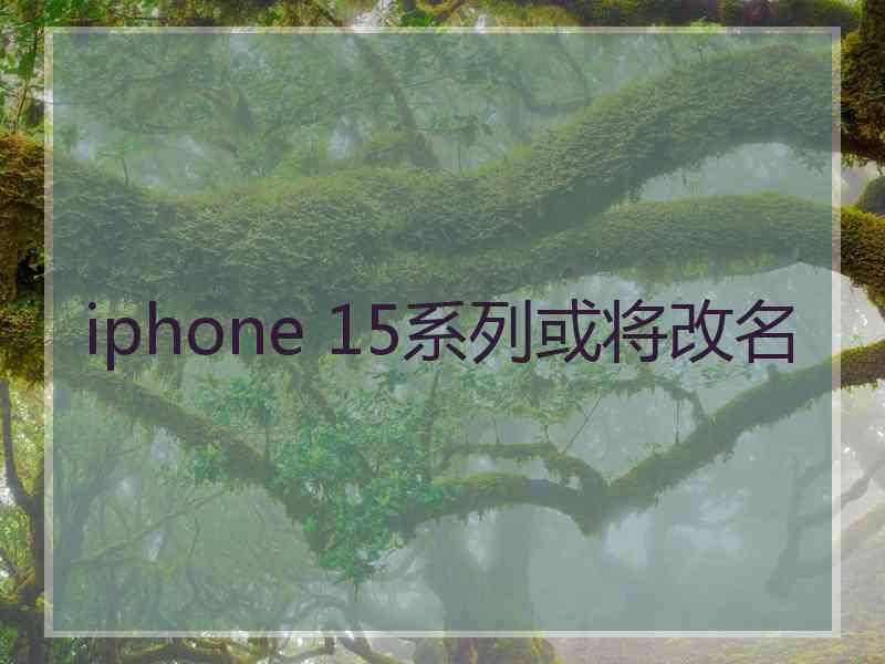 iphone 15系列或将改名