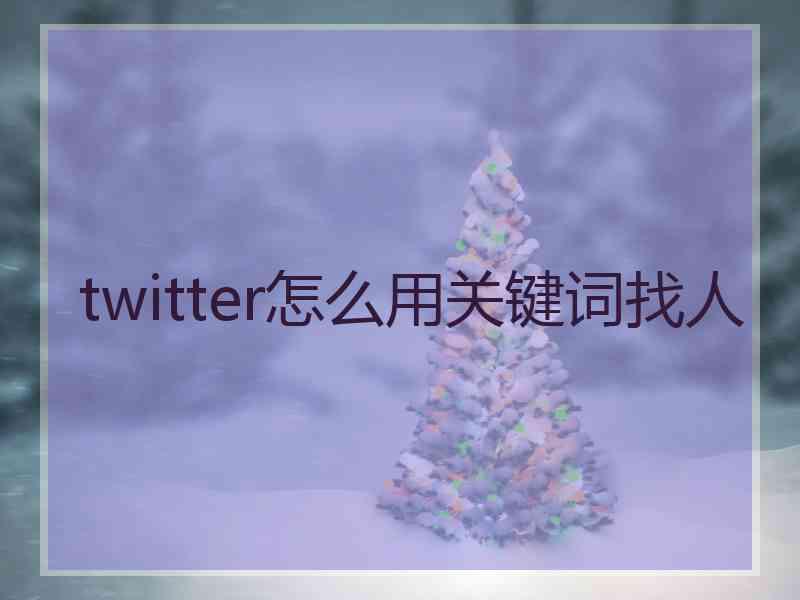 twitter怎么用关键词找人