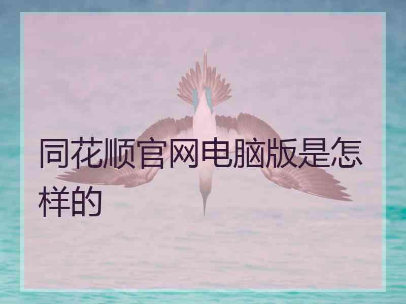 同花顺官网电脑版是怎样的