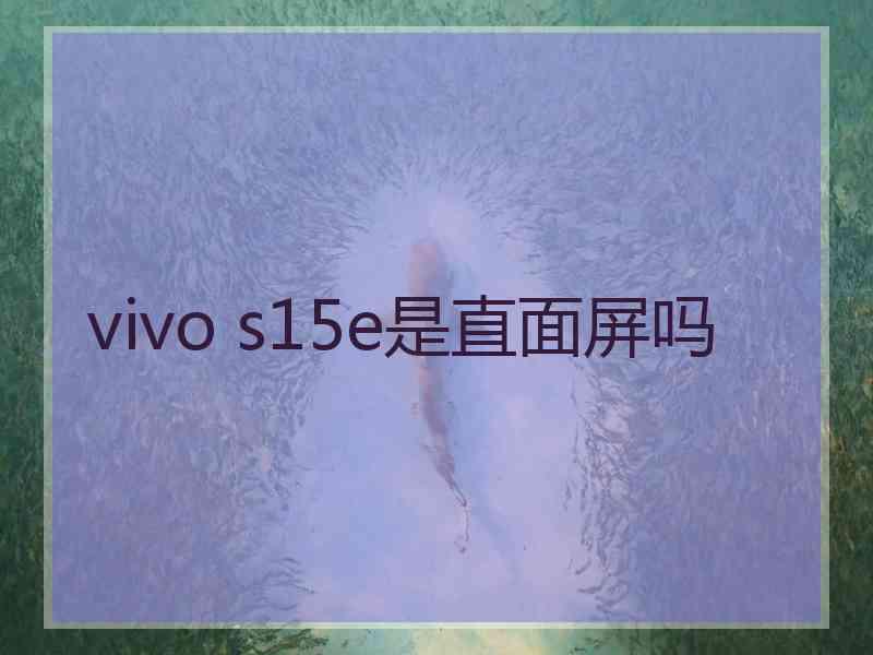 vivo s15e是直面屏吗